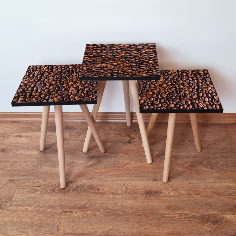 15783_0-800x800 Τραπέζια βοηθητικά Shape σαλονιού 3 τεμάχια καφέ MDF ξύλινα πόδια 35x52cm ed15783 - Image 1