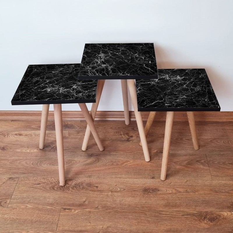 15790_0-800x800 Τραπέζια βοηθητικά Shape σαλονιού 3 τεμάχια μαύρο άσπρο MDF ξύλινα πόδια 35x52cm ed15790 - Image 1