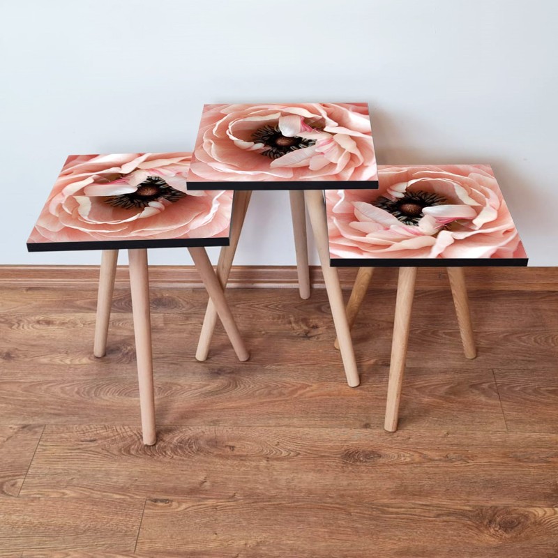 15809_0-800x800 Τραπέζια βοηθητικά Shape σαλονιού 3 τεμάχια salmon καφέ άσπρο MDF ξύλινα πόδια 35x52cm ed15809 - Image 1