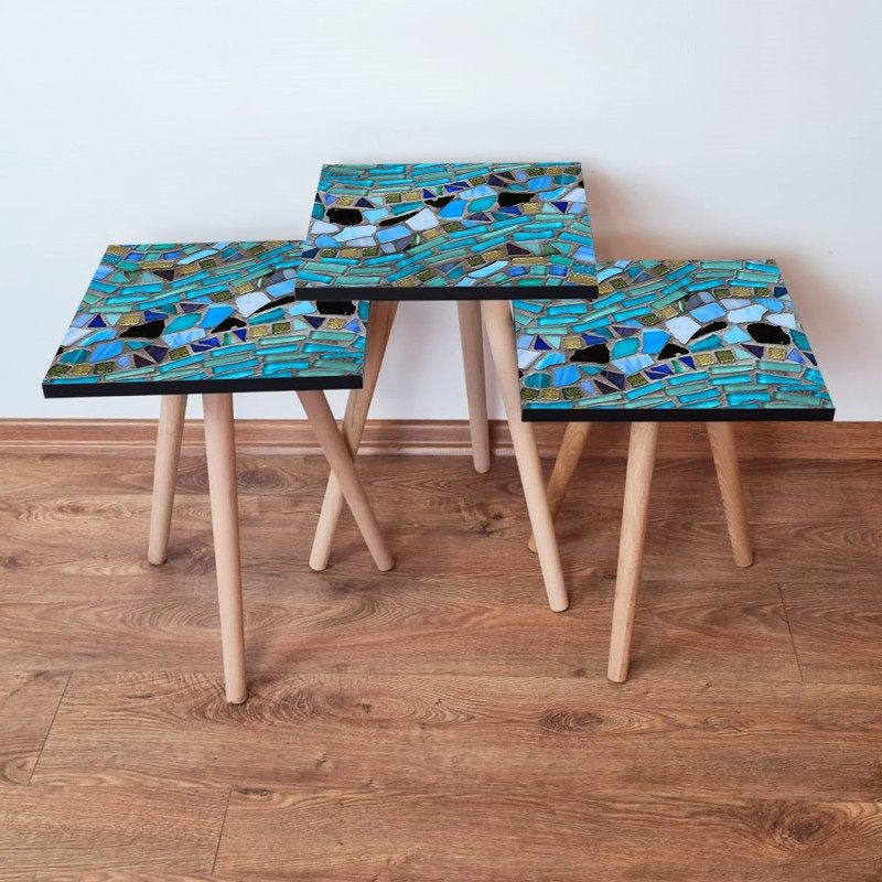 15814_0-800x800 Τραπέζια βοηθητικά Shape σαλονιού 3 τεμάχια Multicolor MDF ξύλινα πόδια 35x52cm ed15814 - Image 1