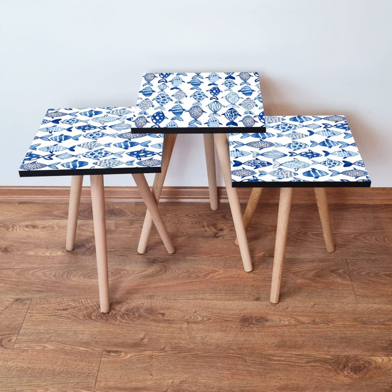 15831_0-800x800 Τραπέζια βοηθητικά Shape σαλονιού 3 τεμάχια navy blue άσπρο MDF ξύλινα πόδια 35x52cm ed15831 - Image 1