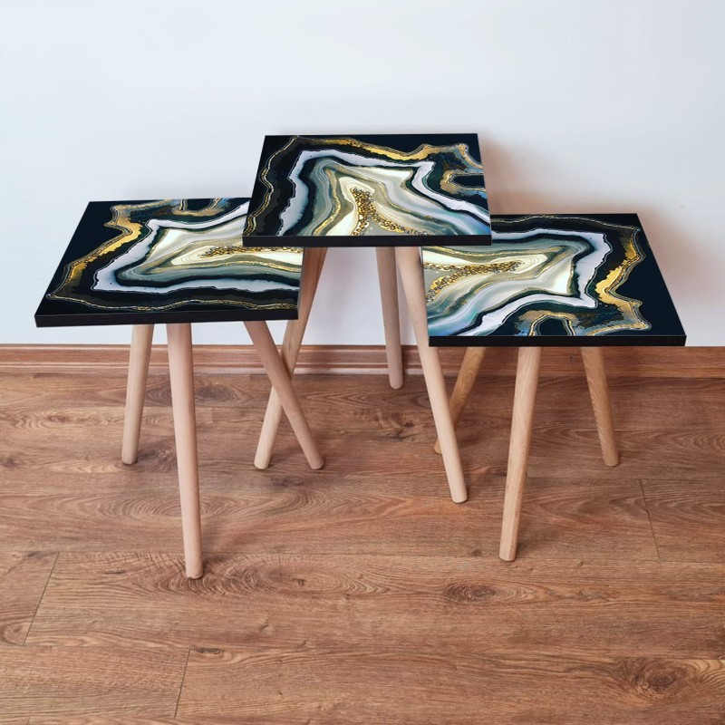 15840_0-800x800 Τραπέζια βοηθητικά Shape σαλονιού 3 τεμάχια multicolor MDF ξύλινα πόδια 35x52cm ed15840 - Image 1