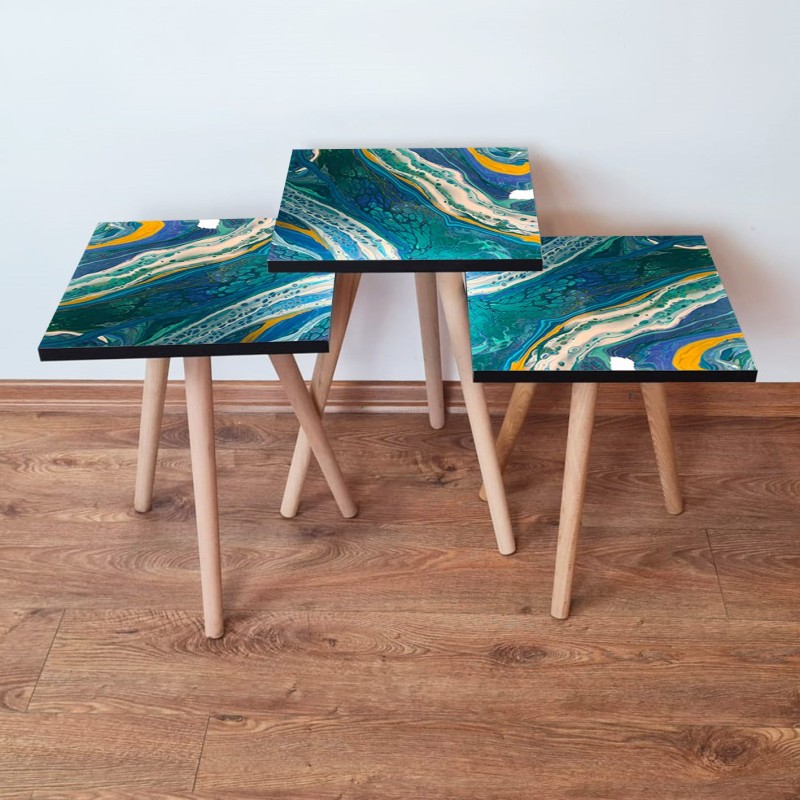 15841_0-800x800 Τραπέζια βοηθητικά Shape σαλονιού 3 τεμάχια multicolor MDF ξύλινα πόδια 35x52cm ed15841 - Image 1