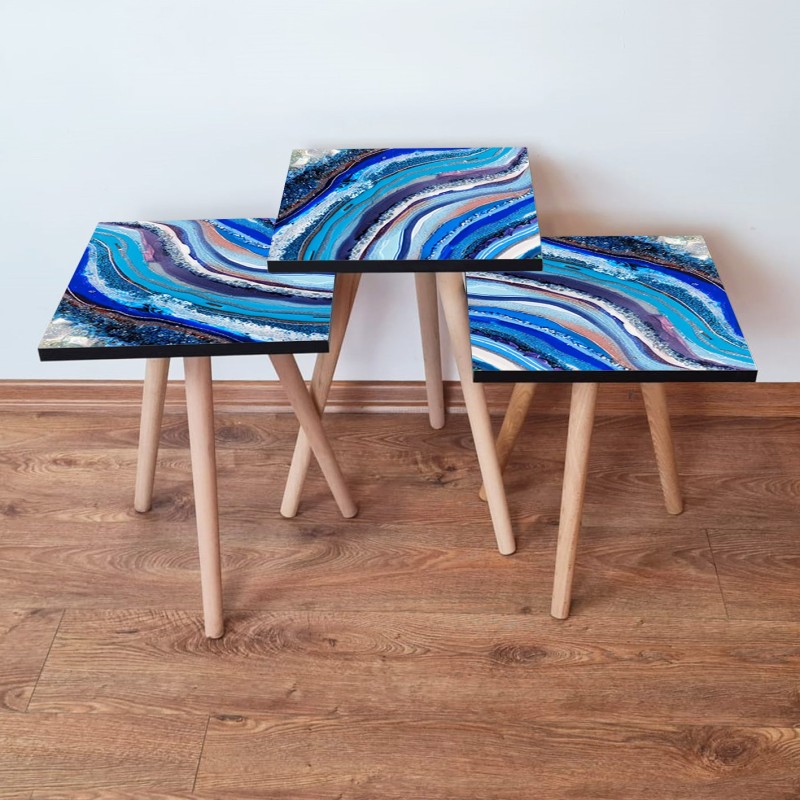 15842_0-800x800 Τραπέζια βοηθητικά Shape σαλονιού 3 τεμάχια navy blue μπλε άσπρο μωβ MDF ξύλινα πόδια 35x52cm ed15842 - Image 1