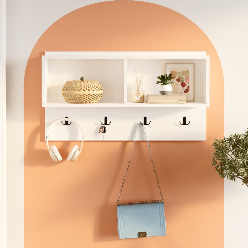 15846_0-800x800 Έπιπλο εισόδου Bonni άσπρο μελαμίνη 92x18 8x51εκ ed15846 - Image 1