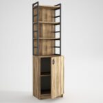 Βιβλιοθήκη Firma μελαμίνη καρυδί μεταλλικά πόδια 45x35x166 7cm ed1585 - Image 5