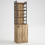 Βιβλιοθήκη Firma μελαμίνη καρυδί μεταλλικά πόδια 45x35x166 7cm ed1585 - Image 3