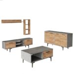 Σετ επίπλων σαλονιού Meglio μελαμίνη atlantic pine ανθρακί 138x29x44 1cm ed15874 - Image 2