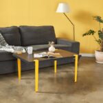 Τραπέζι σαλονιού Neda ανθρακί μελαμίνη κίτρινα μεταλλικά πόδια 90x60x45εκ ed15967