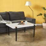 Τραπέζι σαλονιού Neda άσπρο μελαμίνη μαύρο μεταλλικά πόδια 90x60x45εκ ed15969