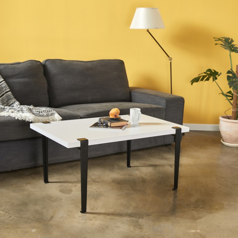 15969_0-800x800 Τραπέζι σαλονιού Neda άσπρο μελαμίνη μαύρο μεταλλικά πόδια 90x60x45εκ ed15969 - Image 1