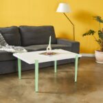 Τραπέζι σαλονιού Neda άσπρο μελαμίνη πράσινα μεταλλικά πόδια 90x60x45εκ ed15971