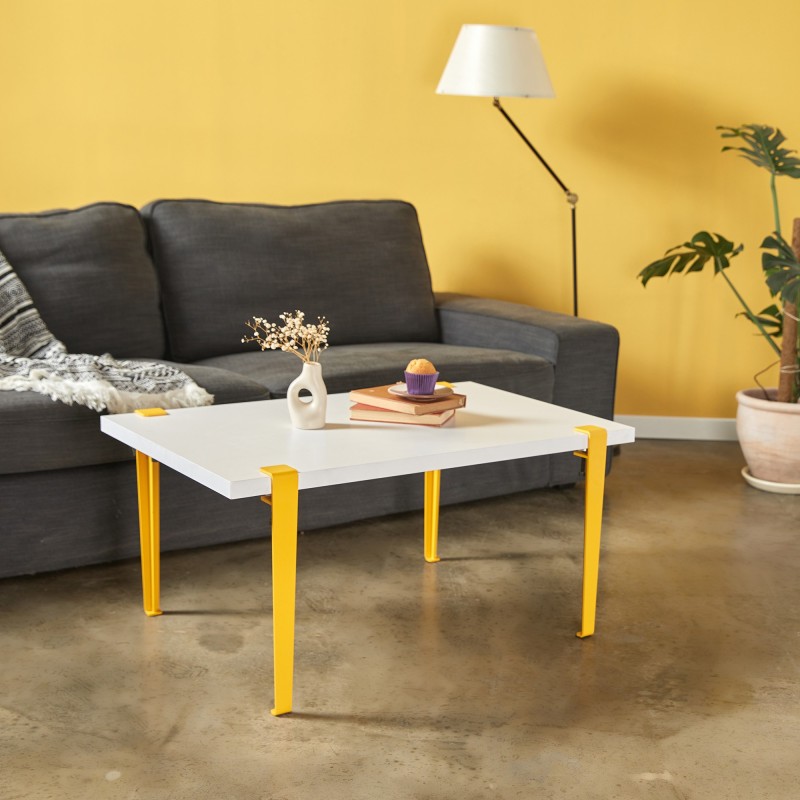 15972_0-800x800 Τραπέζι σαλονιού Neda άσπρο μελαμίνη κίτρινα μεταλλικά πόδια 90x60x45εκ ed15972 - Image 1