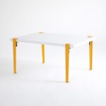 Τραπέζι σαλονιού Neda άσπρο μελαμίνη κίτρινα μεταλλικά πόδια 90x60x45εκ ed15972 - Image 5