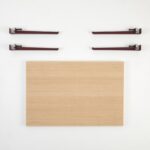 Τραπέζι σαλονιού Neda δρυς μελαμίνη κόκκινα μεταλλικά πόδια 90x60x45εκ ed15974 - Image 4