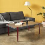 Τραπέζι σαλονιού Fonissa ανθρακί μελαμίνη μεταλλικά πόδια κόκκινα 120x60x45εκ ed15979