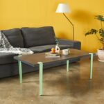 Τραπέζι σαλονιού Fonissa ανθρακί μελαμίνη μεταλλικά πόδια πράσινα 120x60x45εκ ed15980