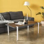 Τραπέζι σαλονιού Fonissa ανθρακί μελαμίνη μεταλλικά πόδια άσπρα 120x60x45εκ ed15981