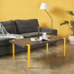 Τραπέζι σαλονιού Fonissa ανθρακί μελαμίνη μεταλλικά πόδια κίτρινα 120x60x45εκ ed15982