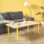 Τραπέζι σαλονιού Fonissa δρυς μελαμίνη μεταλλικά πόδια κίτρινα 120x60x45εκ ed15992