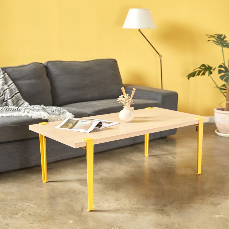 15992_0-800x800 Τραπέζι σαλονιού Fonissa δρυς μελαμίνη μεταλλικά πόδια κίτρινα 120x60x45εκ ed15992 - Image 1