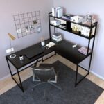 Γραφείo Mentre μαύρο χρώμα μελαμίνη μέταλλο 154x60x72cm ed1599