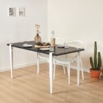 Τραπεζαρία Eurotas ανθρακί άσπρο μελαμίνη 120x60x75εκ ed16009