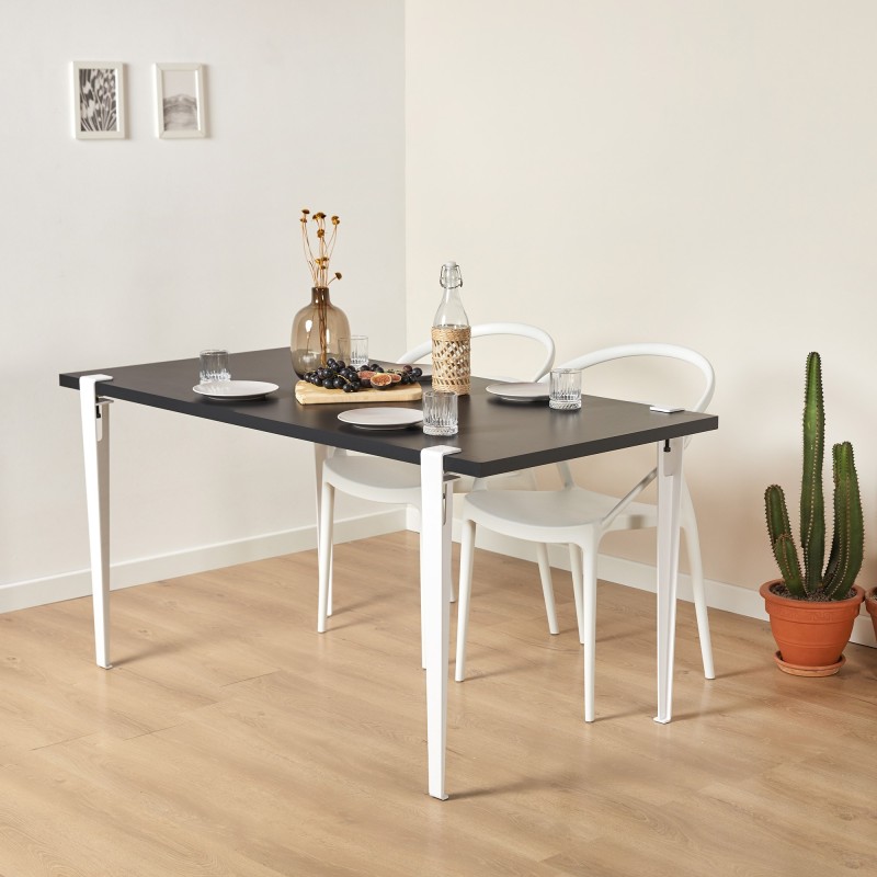 16009_0-800x800 Τραπεζαρία Eurotas ανθρακί άσπρο μελαμίνη 120x60x75εκ ed16009 - Image 1