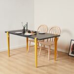 Τραπεζαρία Eurotas ανθρακί κίτρινο μελαμίνη 120x60x75εκ ed16010