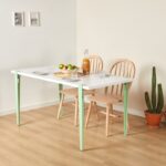 Τραπέζι δείπνου Eurotas άσπρο μέντα μελαμίνη 120x60x75εκ ed16013