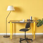 Γραφείο Eridanos ανθρακί κίτρινη μελαμίνη 120x60x75cm ed16025