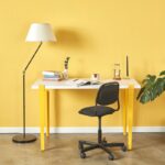 Γραφείο Eridanos λευκή κίτρινη μελαμίνη 120x60x75cm ed16030