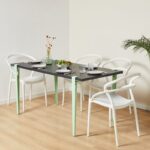 Τραπέζι Pinios ανθρακί μελαμίνη mint μεταλλικά πόδια 150x75cm ed16037