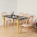 Τραπέζι Pinios ανθρακί μελαμίνη κίτρινα μεταλλικά πόδια 150x75cm ed16039