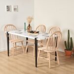 Τραπέζι Pinios άσπρη μελαμίνη μαύρα μεταλλικά πόδια 150x75cm ed16041