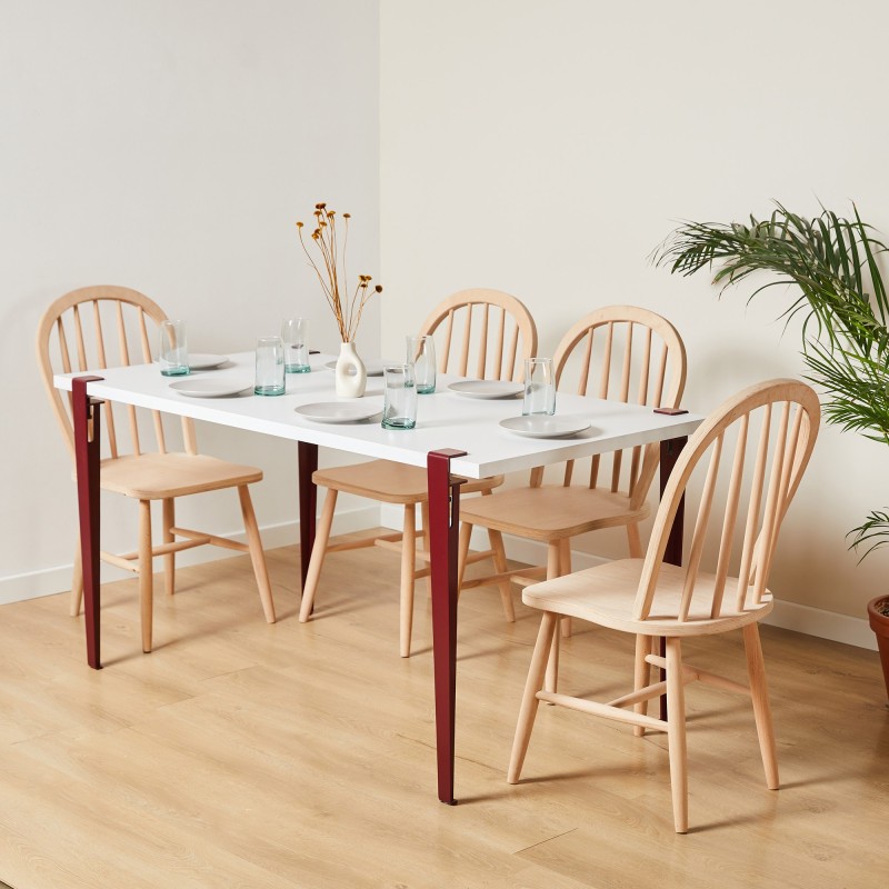 16042_0-800x800 Τραπέζι Pinios άσπρη μελαμίνη κόκκινα μεταλλικά πόδια 150x75cm ed16042 - Image 1