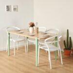 Τραπέζι Pinios Wooden μελαμίνη mint μεταλλικά πόδια 150x75cm ed16047