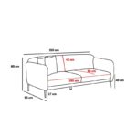 Καναπές κρεβάτι τριθέσιος Simena κρεμ χρώμα 210x80x95cm ed1607 - Image 2