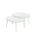 Τραπέζια σαλονιού Gusto set 2τεμ μελαμίνη άσπρη γυαλί 75x55cm ed16095 - Image 3