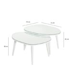 Τραπέζια σαλονιού Gusto set 2τεμ μελαμίνη άσπρη γυαλί 75x55cm ed16095 - Image 2