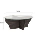 Τραπέζι σαλονιού Amphora ανθρακί μασιφ ξύλο επιφάνεια γυαλί 92x92x36εκ ed16096 - Image 2