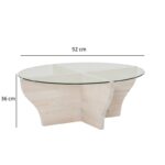 Τραπέζι σαλονιού Amphora άσπρο μασιφ ξύλο επιφάνεια γυαλί 92x92x36εκ ed16099 - Image 2