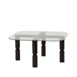 Τραπέζι σαλονιού Kei ανθρακί μασιφ ξύλο επιφάνεια γυαλί 80x80x40εκ ed16103 - Image 3