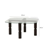 Τραπέζι σαλονιού Kei ανθρακί μασιφ ξύλο επιφάνεια γυαλί 80x80x40εκ ed16103 - Image 2