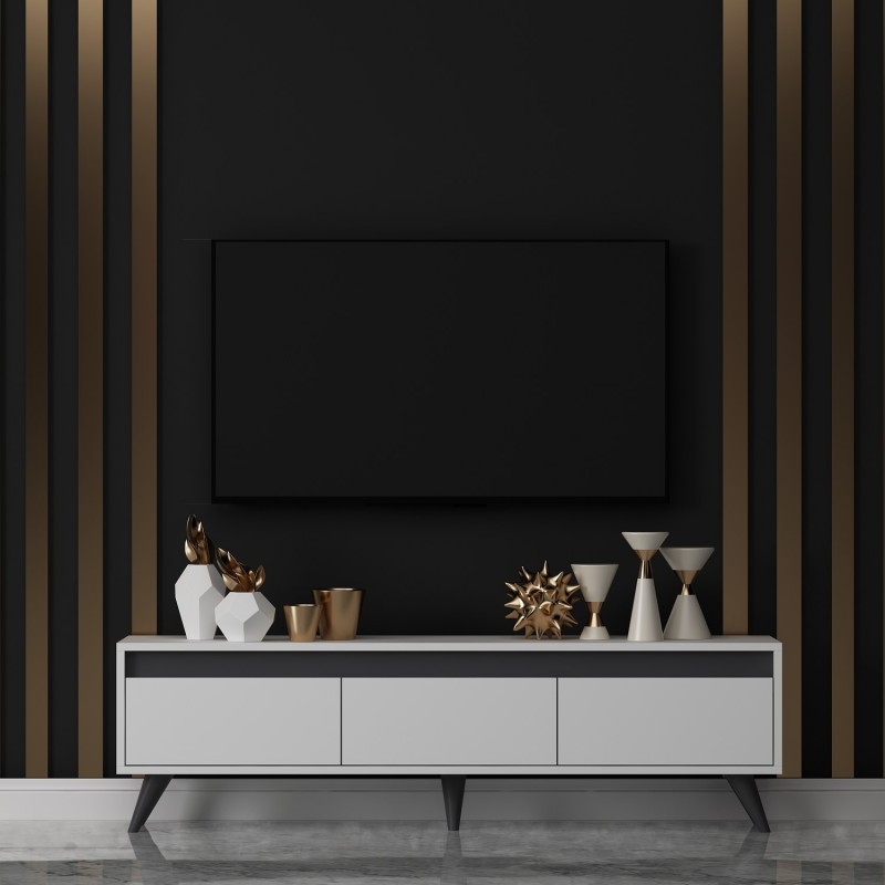 16176_0-800x800 Έπιπλο τηλεόρασης Century λευκό 150x45x30cm ed16176 - Image 1