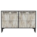 Μπουφέ Stria ανθρακί Marble 120x75x30cm μελαμίνη ed16195 - Image 3