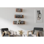 Ραφιέρα Buzim καρυδί μαύρο ξύλο μέταλλο 60x10x17εκ ed1619