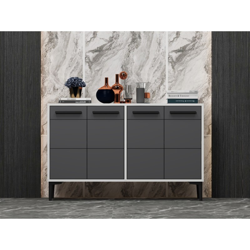 16204_0-800x800 Μπουφέ Stria ανθρακί λευκό 120x75x30cm μελαμίνη ed16204 - Image 1