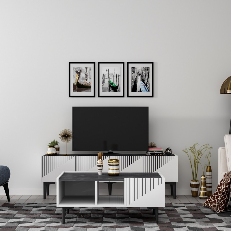 16211_0-800x800 Τραπέζι σαλονιού Draw άσπρο μελαμίνη 94x62x40εκ ed16211 - Image 1