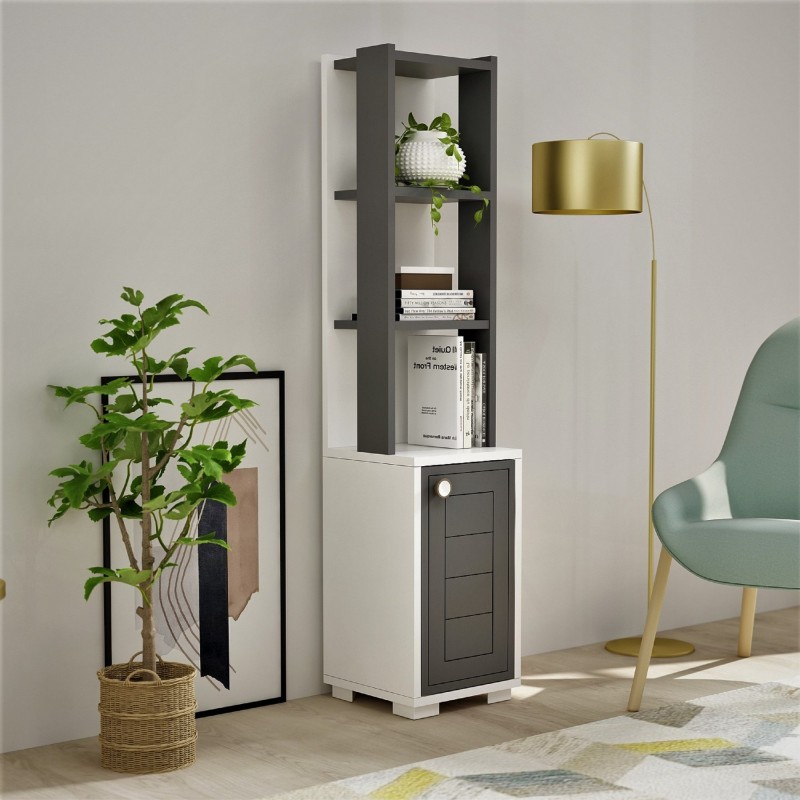 16215_0-800x800 Έπιπλο εισόδου ραφιέρα Anna λευκό ανθρακί 29 6x21 6x134 6cm ed16215 - Image 1